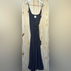 Misa Los Angeles Black Spaghetti-Strap Wrap Maxi Dress